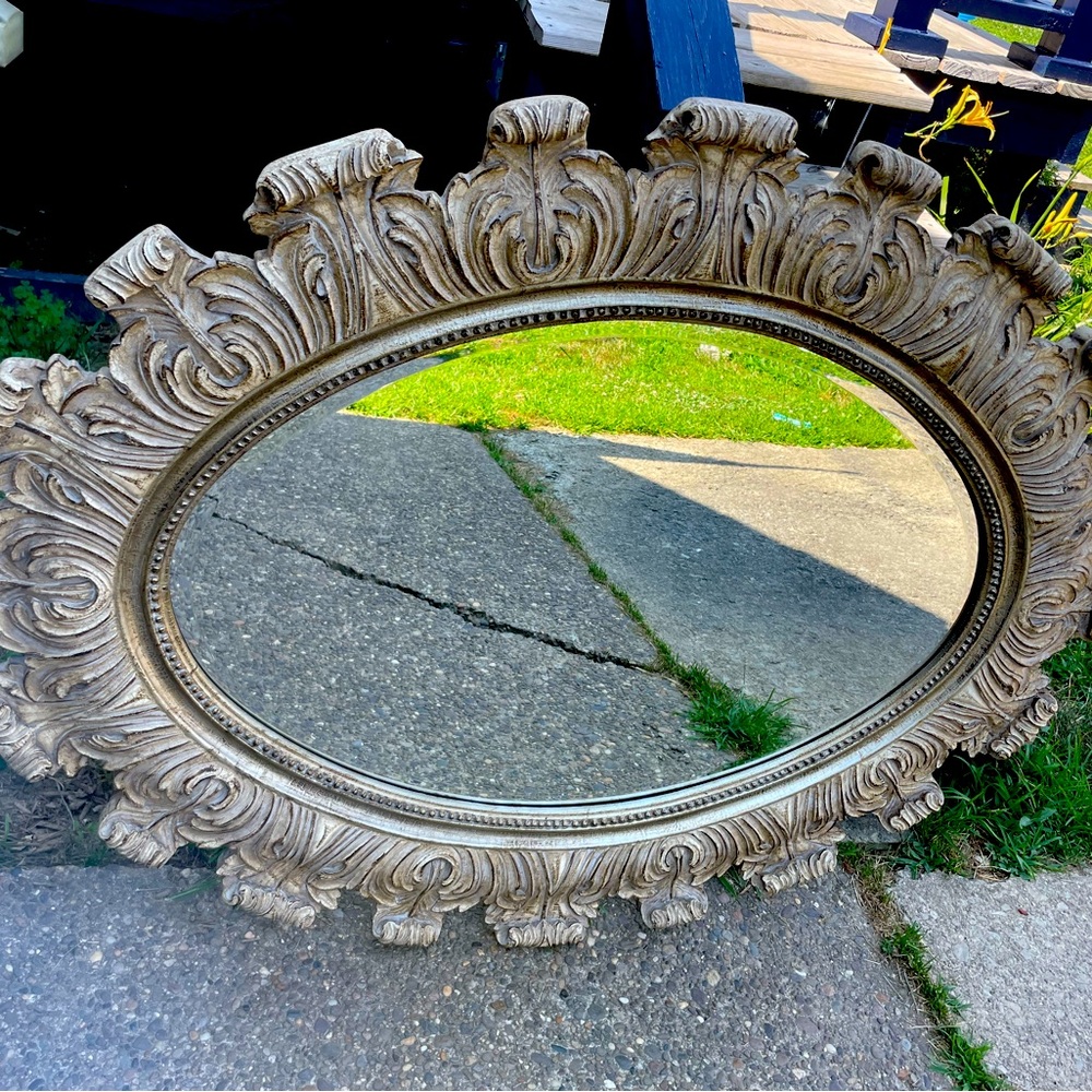 Antique 40”x50” Rare Bassett Oval Mirror